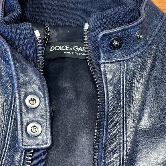 DOLCE & GABBANA Blue Leather Jacket - Picture 8 of 16